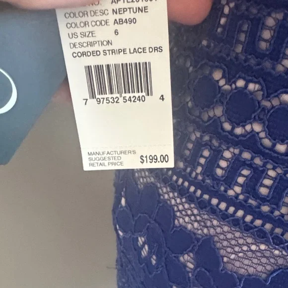 Adriana Papell Blue corded lace Dress - Picture 12 of 14